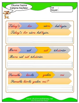 ü sesi Çalışma Sayfaları